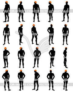 Set of men silhouette - vector image