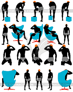 Set of men silhouette - vector image