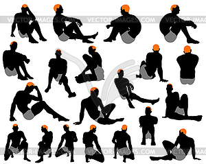 Set of men silhouette - vector clip art