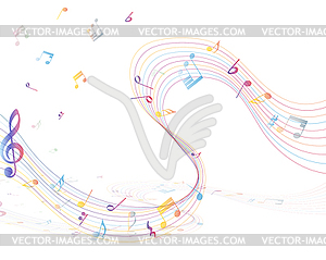Многоцветный персонал музыкальная нота - рисунок в векторном формате
