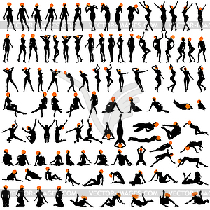 100 naked sexy girls silhouettes - royalty-free vector image