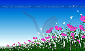 Ромашки на фоне летом - иллюстрация в векторе