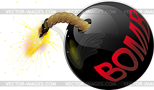 Round bomb with burning wick - vector clipart / vector image