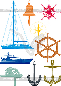 Marine and yachting symbols - vector clipart