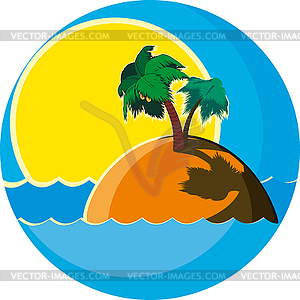 Island with palm trees - stock vector clipart