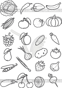 Set of fruits and vegetables - vector image