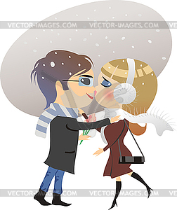 Dating winter - vector clipart