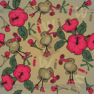 Kiwi and flowers background - royalty-free vector image