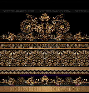 Floral design black and gold999 - vector clip art