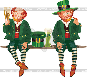 Leprechauns drinking beer - vector image