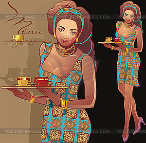 Coffee waitress - vector clipart