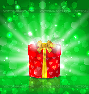 Christmas round gift box on light background with - vector image