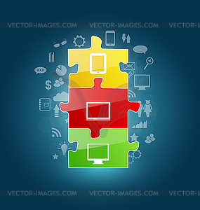 Set puzzles with infographic elements - vector clipart