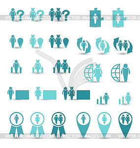 Set business icons, management and human resources - vector image