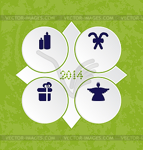 Abstract circles with Christmas decoration elements - vector clipart