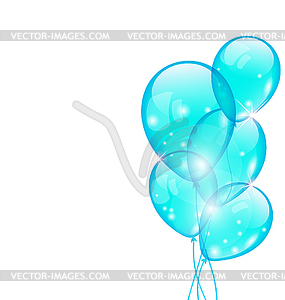 Flying blue balloons - vector clipart