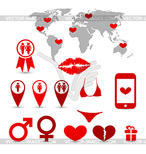 Valentine`s Day infographics and design elements - vector clipart