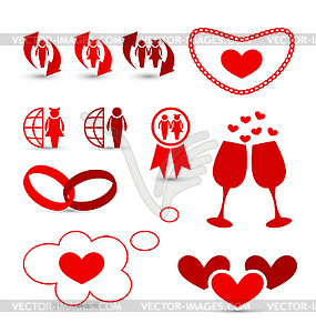 Valentine`s Day infographics and wedding design - vector image