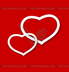 Red paper hearts Valentines day card - vector clipart