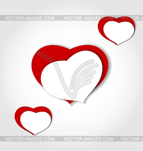 Hearts of paper Valentines day car - vector clip art