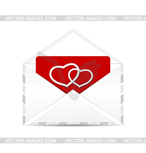 Открытый конверт с Валентинка - векторный клипарт EPS
