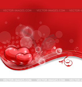 Valentine`s floral card with beautiful hearts - vector image