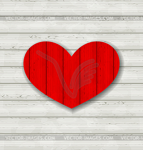 Red heart on wooden background for Valentine Day - color vector clipart