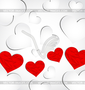 Cute background for Valentine`s day with paper - vector clipart