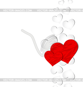 Crumpled paper hearts for Valentine`s day - vector clipart