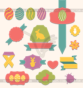 Easter scrapbook set - labels, ribbons and other - vector clip art