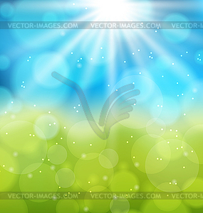 Sunny natural background with lens flare - vector image