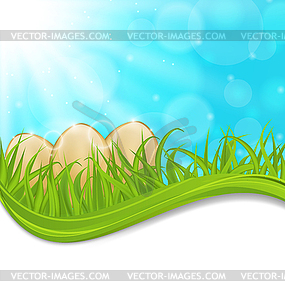 April background with Easter colorful eggs - vector clip art