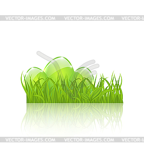 Easter set eggs in green grass - royalty-free vector image