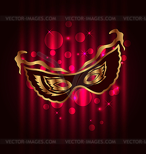 Carnival or theater mask on glowing background - stock vector clipart