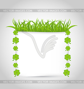 Nature invitation with grass and shamrocks for St. - vector image