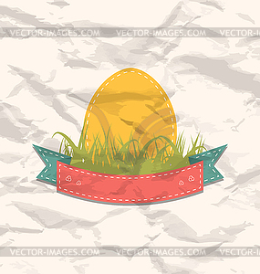 Vintage label with Easter egg - vector image