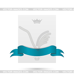 Celebration card with blue ribbon and crown ba - vector clip art