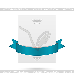 Celebration card with blue ribbon - vector clipart