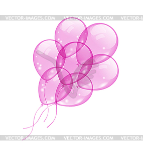 Flying pink balloons - vector clip art