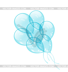 Букет синие воздушные шары - векторное изображение EPS
