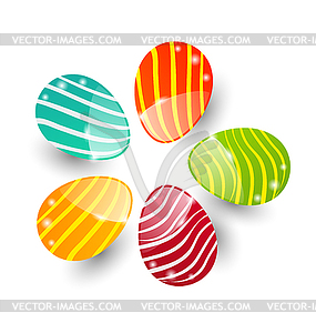 Пасхальный набор красочных декоративных яиц - векторный клипарт Royalty-Free