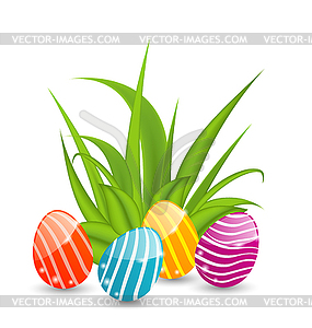 Easter background with traditional colorful eggs - vector image