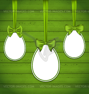 Easter eggs wrapping green bows - vector clipart