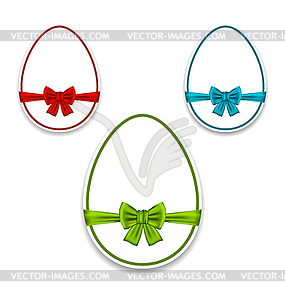 Easter set eggs wrapping colorful bows - vector clip art