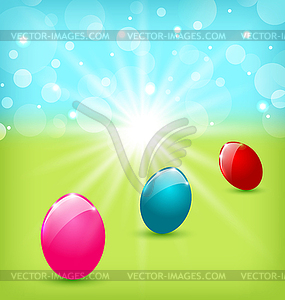 Easter background with colorful eggs - vector image