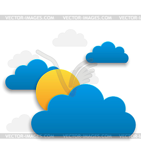 Бумага солнце с облаками, абстрактный фон лето - изображение в векторе / векторный клипарт