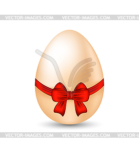 Easter celebration egg wrapping red bow - vector clipart