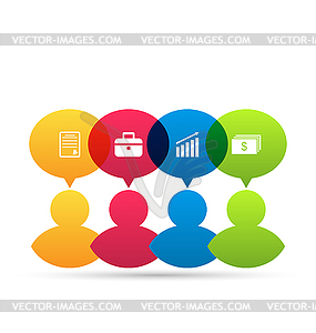 Colorful people icons with infographic elements - vector image