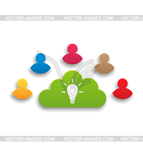 Teamwork results in creating ideas - vector clip art