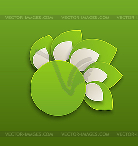 Circle label with green leaves - vector EPS clipart